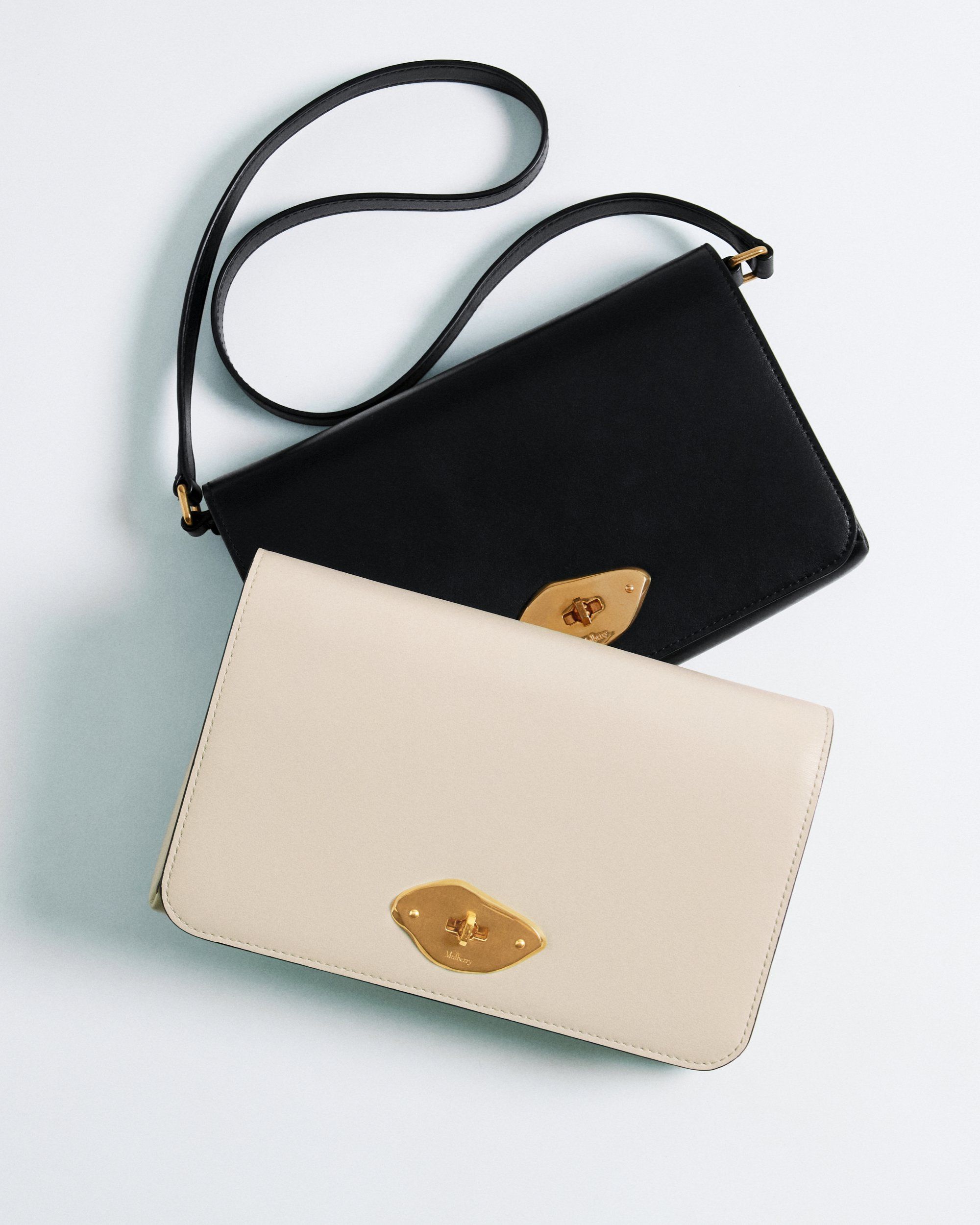 Duo of Mulberry Lana Wallet on Strap bags in Eggshell and black